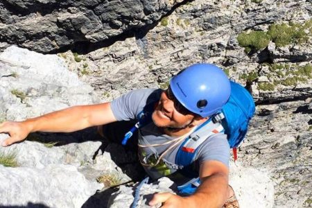 Multi-pitch climbing in Brenta Dolomites